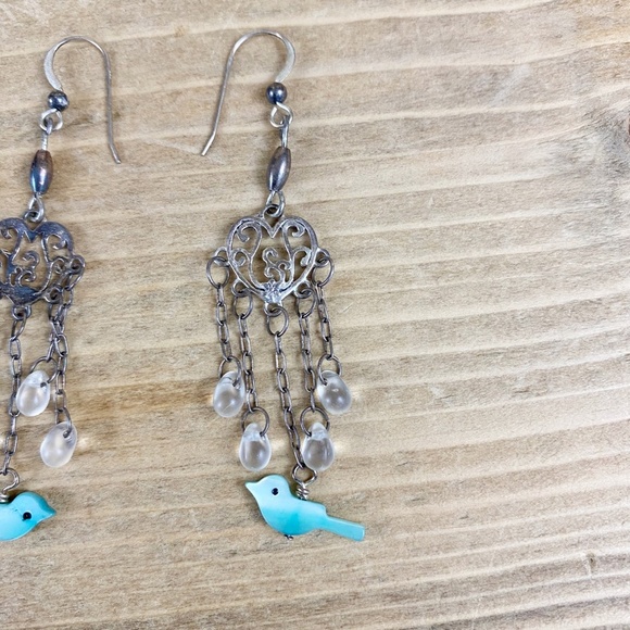 Sterling Silver Bluebird‎ Earrings  Chandelier Birds - Picture 3 of 3